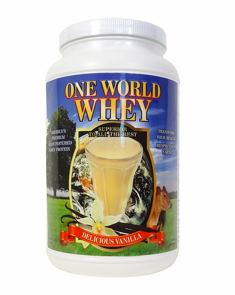 NEW FORMULA - One World Whey Vanilla 3 LB - Technologically Enhanced Protein (10g) - 45 servings